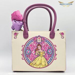 Loungefly Disney Beauty and the Beast Belle Stained Glass Portrait Crossbody Bag